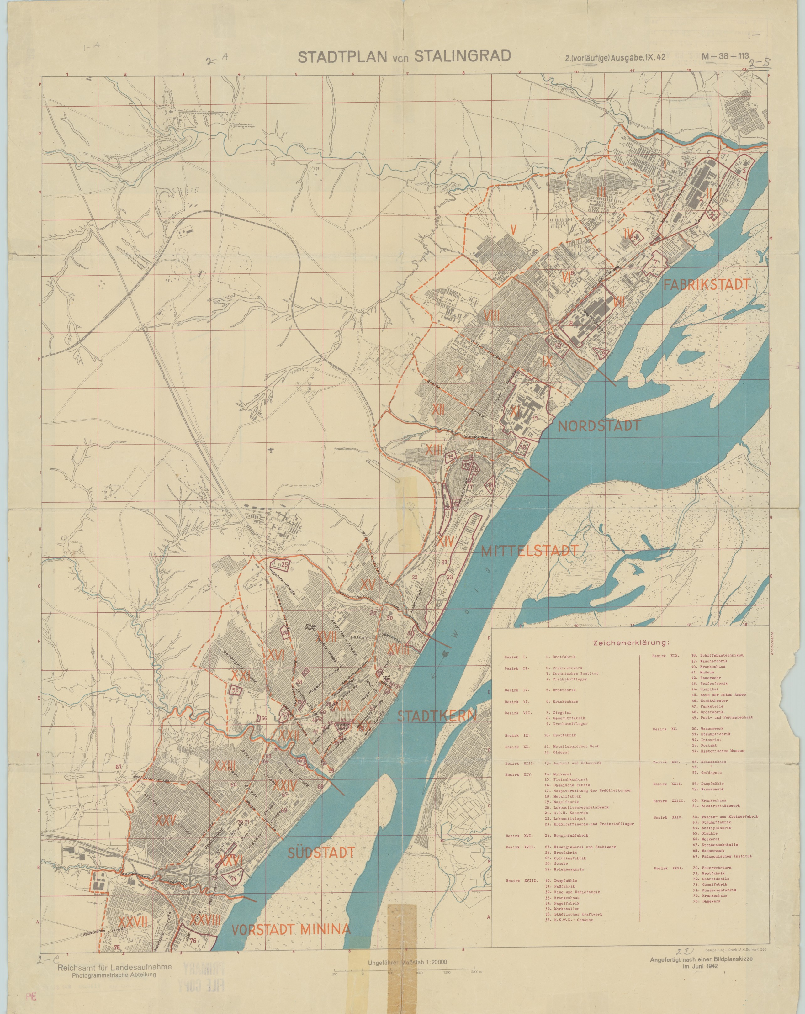 Stadtplan von Stalingrad 1942 - картинка карты 2567x3234